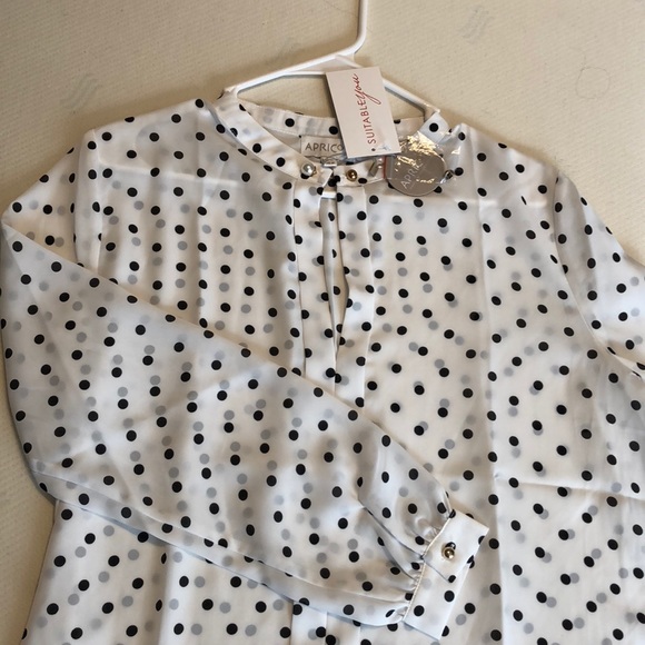 apricot Tops - Apricot Polka Dot Blouse apricot Tops - Apricot Polka Dot Blouse